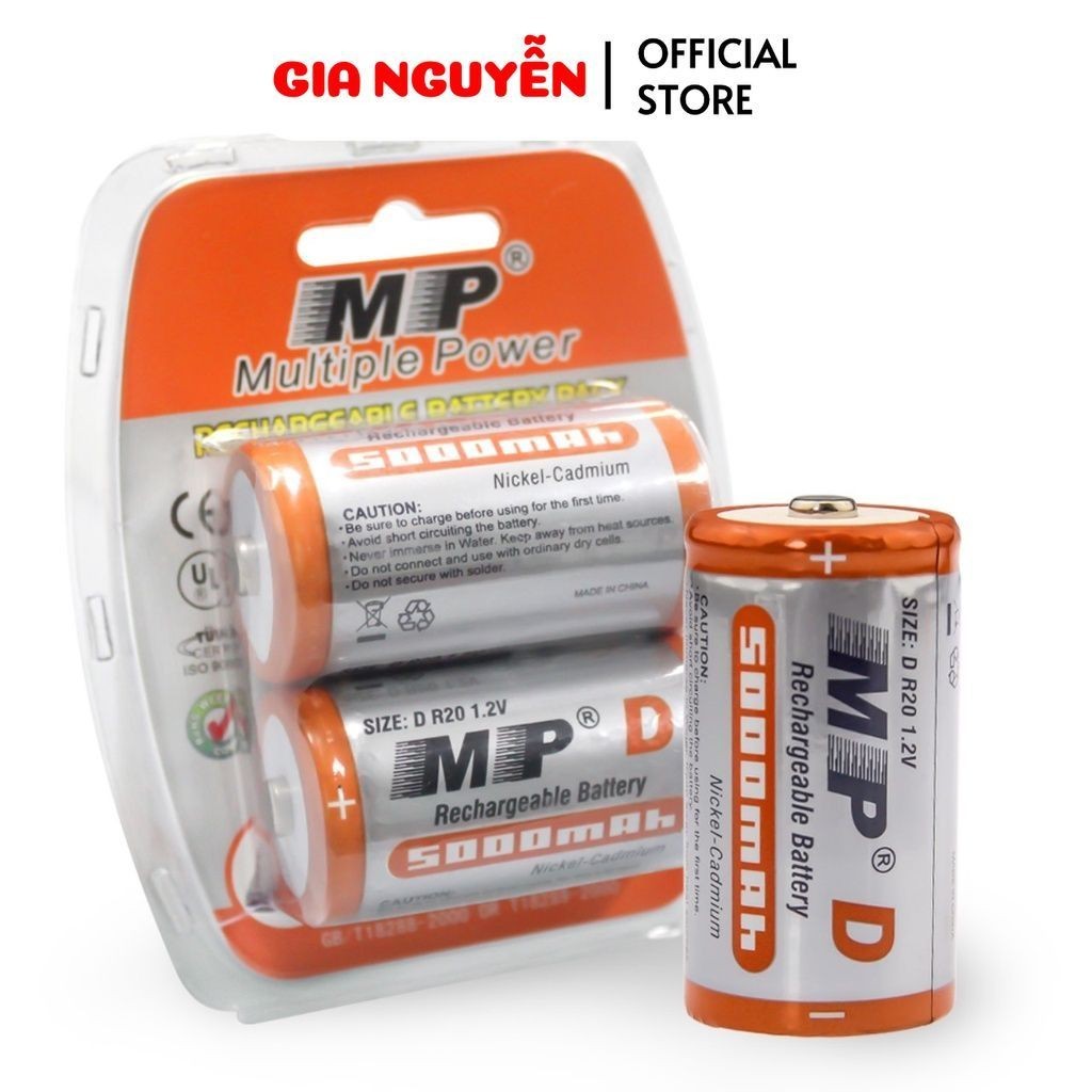 Vỉ 2 Viên pin đại D sạc MP dung lượng cao 5000maH - Gia Nguyễn