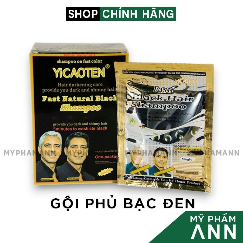 Dầu Gội Phủ Bạc YiCAOTEN Màu Đen Chính Hãng Hộp 10 gói