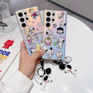 Mặt dây chuyền điện thoại sáng tạo Snoopy Tương thích cho Samsung Galaxy S22 S24 Ultra Plus S23 + A52 A53 A54 A55 A13 A14 A15 A23 A24 A05S Vỏ bảo vệ tpu dazzle Vỏ trong suốt