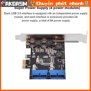 AKOASM PCIE PCIExpress sang 2 cổng 19Pin Header Thẻ mở rộng USB 3.0 bên trong với cấu hình thấp