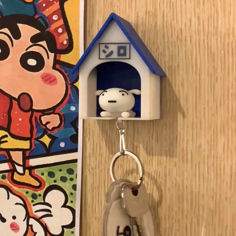 Crayon Shin-chan Móc Khóa Chó Kennel Móc Chìa Khóa Gia Đình Móc Khóa Chống Mất Chìa Khóa Móc Khóa Trang Trí Tường Nhà
