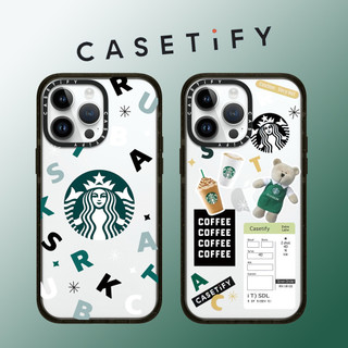 Casetify Graffiti Cà Phê Gấu Nhãn Ốp Lưng Điện Thoại Acrylic Trong Suốt Cho iPhone 15 Pro Max 14 Plus 13 ProMax 12 12Pro 11 Vỏ Bảo Vệ Cứng Điện Thoại Chống Sốc