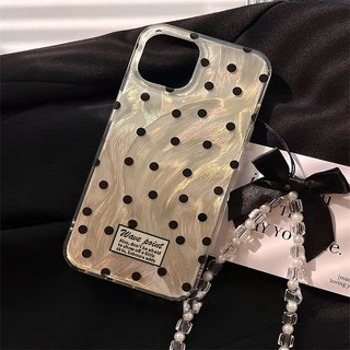 Ốp điện thoại for iPhone 15 14 13 12 11 Pro Max X Xr Xs Max 7 8 Plus SE2020 Ina Chấm đen + Dây buộc Vỏ điện thoại mềm