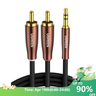 Dây cáp âm thanh UGREEN từ tính vỏ nylon chuyển đầu 2RCA sang đầu 3.5mm Hi-Fi dành cho bộ điều khiển DJ