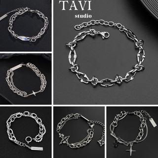 Vòng Đeo Tay Phong Cách Lạnh Lùng Giành Cho Nam Và Nữ Tavi Studio Lắc Tay Thép Titan Phụ Kiện Trang Sức Đơn Giản Cá Tính