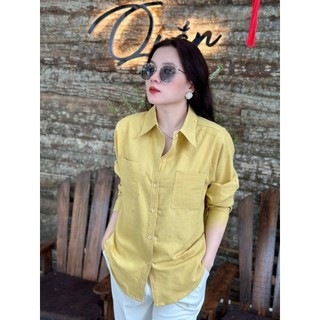 Áo sơ mi nữ dài tay 2 túi ngực phong cách Hàn Quốc mặc đi làm đi chơi đều đẹp V6619