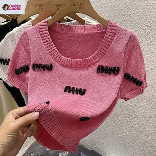 Áo thun dệt kim ngắn tay Ice Silk Slim-Fit Đáy ngắn Top D