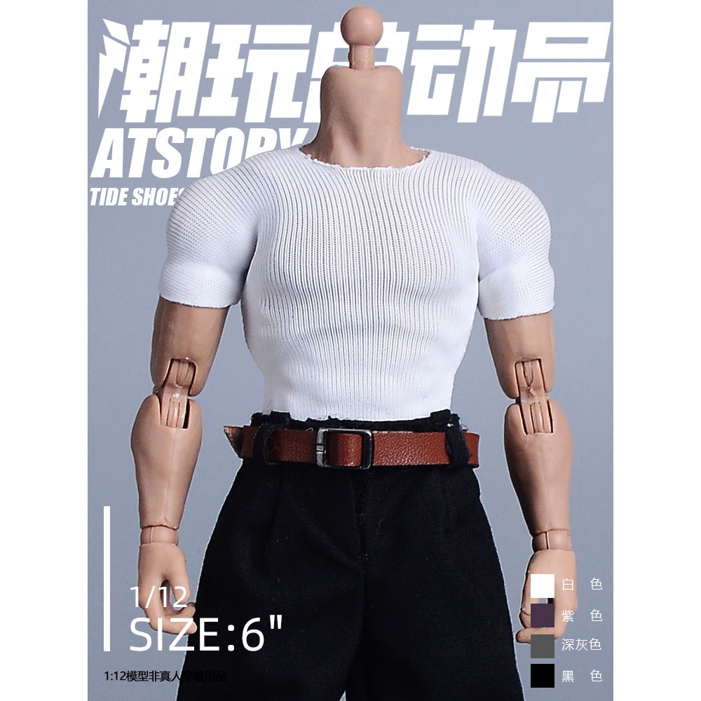Áo thun ngắn tay Skinny 1 / 12 20cm Romankey Muscle Body Người lính hợp thời trang 06FS54