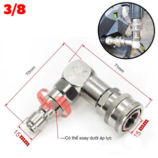 Khớp Chuyển Góc 90 Độ Tích Hợp 2 Đầu Nối Nhanh 3/8 INOX Có Chống Xoắn Dây Xoay 360 Độ - KCGCL90