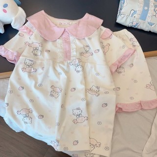 Kitty kitty kitty Ren Bộ Đồ Ngủ Nữ mikko Búp Bê Cổ Ren Tai Lớn Chó Mùa Hè Mỏng Hoạt Hình Dễ Thương Quần Short Tay Ngắn Loungewear Suit