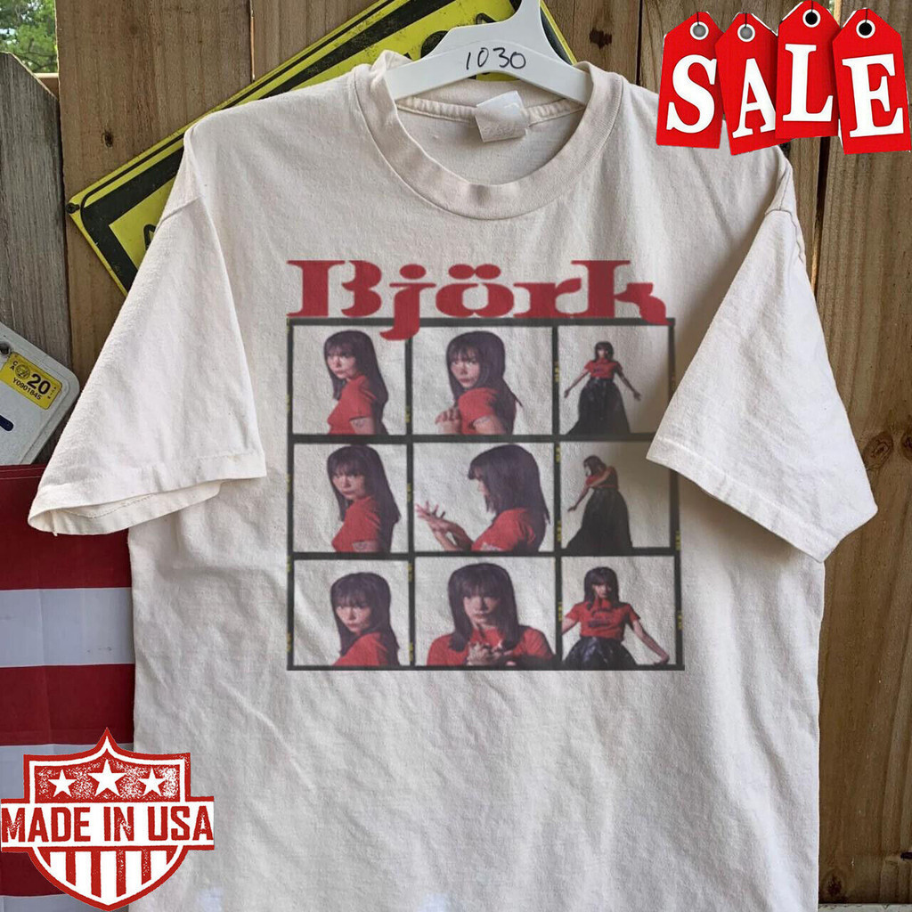 2024 bánh quế cho bạn bè Bjork áo thun thập niên 90 màu trắng tay ngắn tee cổ điển Unisex Nam