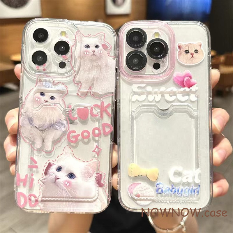 Phim hoạt hình mèo dễ thương và nhút nhát với hình ảnh máy ảnh Người yêu may mắn Cô gái Đặt thẻ ID V