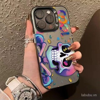 Ốp điện thoại iPhone hình đầu lâu màu sắc Love Graffiti Thích hợp cho iPhone 13promax 14promax 15promax 13 14 15 12 11 pro max xr xsmax 13pro 14pro 7plus Vỏ bảo vệ chống sốc