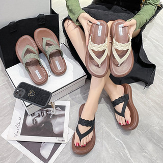 Dép xỏ ngón đế phẳng chống trượt mùa hè dành cho nữ dép xỏ ngón đinh tán cho giày đi biển