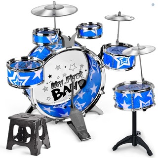 Bộ trống 6 mảnh cho trẻ em Bộ trống Bộ trống Jazz Bộ trống có bậc gấp Bàn đạp chũm chọe Bộ trống Nhạc cụ gõ cho trẻ em Trẻ em Trẻ em Người mới bắt đầu