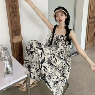 Váy 2 dây Váy trễ vai Váy đi biển Váy cottagecore Váy body In Hình Ngày Lễ Phong Cách Sling Đầm Nữ Mùa Hè Cao Cấp Dây Pháp Váy Dài