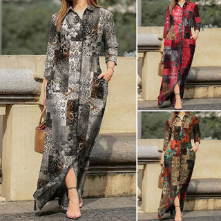 Stitchique _ Đầm Maxi Túi Đầm In Hoa Cổ Điển
