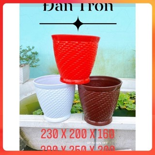 Chậu tốt-Giá rẽ] Chậu Nhựa, Chậu mây trắng, chậu thúng Đan mây, chậu tròn trồng hoa kiểng