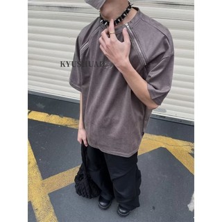 Kyushuad Nam Tay Ngắn Mỹ retro Đường Phố  Xu Hướng Thường Ngày Rời hip-hop Áo Thun