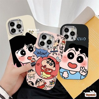 Dành Cho OPPO A60 A79 A18 A38 A58 A78 A17k A57 A77s A76 A96 A16s A15s A16k A5s A3s A5 A9 A94 A54 A74 A95 A93 A53 2020 Phim Hoạt Hình Crayon Cặp Đôi Vỏ Điện Thoại Mạ Vỏ Mềm Chống Sốc
