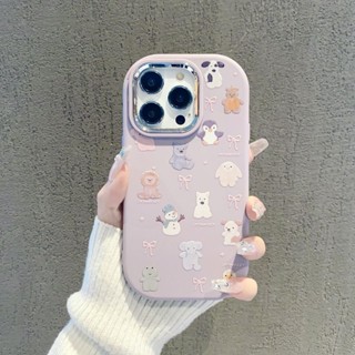 Thích hợp cho ốp điện thoại iPhone từ IP11PRO MAX IP12 IP13 IP14plus khung kim loại cao cấp IP15 PRO MAX IP15 IP12PRO IP6 7 8 phim hoạt hình chú chim cánh cụt nhỏ dễ thương IPXS MAX Vỏ điện thoại mềm