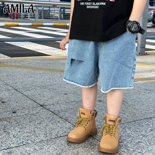 Quần short mỏng bé trai mùa hè quần short denim rách mới dành cho bé trai Hàn Quốc