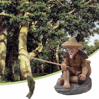 Lacyesbza Bức tượng nhỏ Điêu khắc nhỏ ngư dân Nhựa trang trí sân vườn cổ tích
