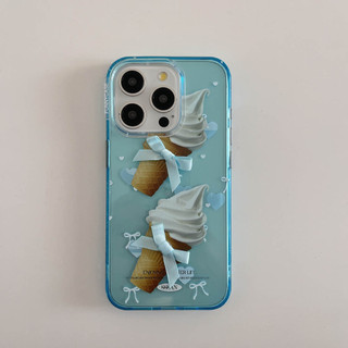 Ốp lưng cứng màu xanh trong suốt Tương thích với iPhone 12 12Pro 12ProMax 13 13Pro 13ProMax 14 14Pro 14ProMax 15 15Pro 15ProMax Vỏ họa tiết nơ hình nón