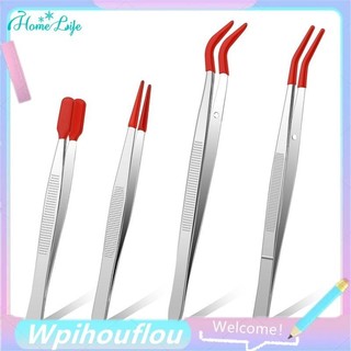 Nhíp có đầu cao su Bộ nhíp bọc PVC, Nhíp đầu thẳng cao su Đầu phẳng Nhíp cao su Đầu phẳng Nhíp màu đỏ & bạc Đầu cao su bằng thép không gỉ Nhíp 4 CÁI