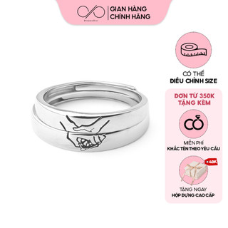 Nhẫn đôi bạc s925 dreamsilver hand in hand chỉnh được size dành cho cặp đôi nam nữ nd002