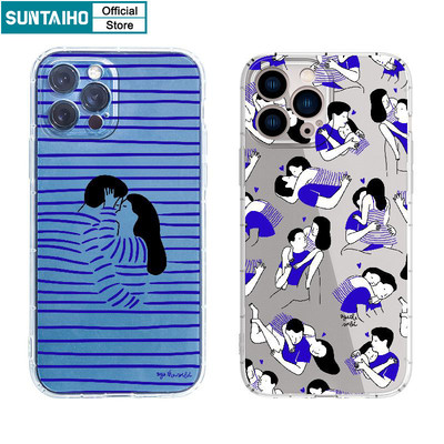 Suntaiho Thẩm Mỹ Vỏ Gợi Cảm Cặp Đôi Ôm Họa Tiết Dành Cho Iphone 11 12 13 14 15 16 Pro Max IP 7 8 Plus Iphon X Xs XR Xs Max Silicon Mềm Cao Cấp Chống Sốc Ốp điện thoại