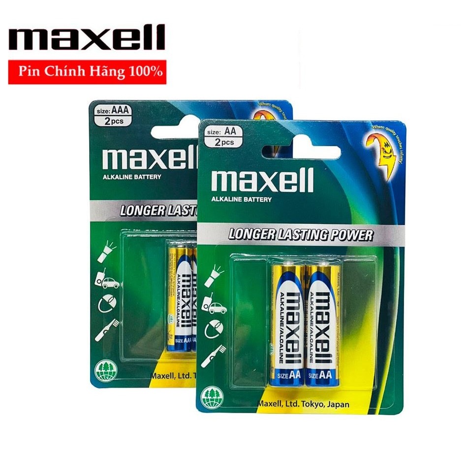 Pin AA / Pin AAA Maxell Alkaline Vỉ 2 Viên Chính Hãng