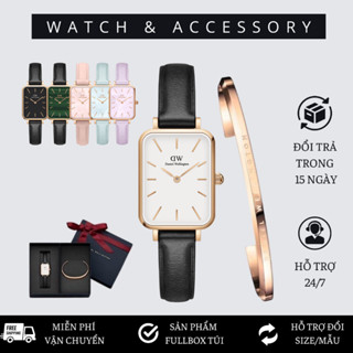 [Tặng Kèm Hộp Nơ] Combo Đồng Hồ Nữ Quadro Pressed Sheffield White & Vòng Tay D_W Cuff V1 Chính Hãng