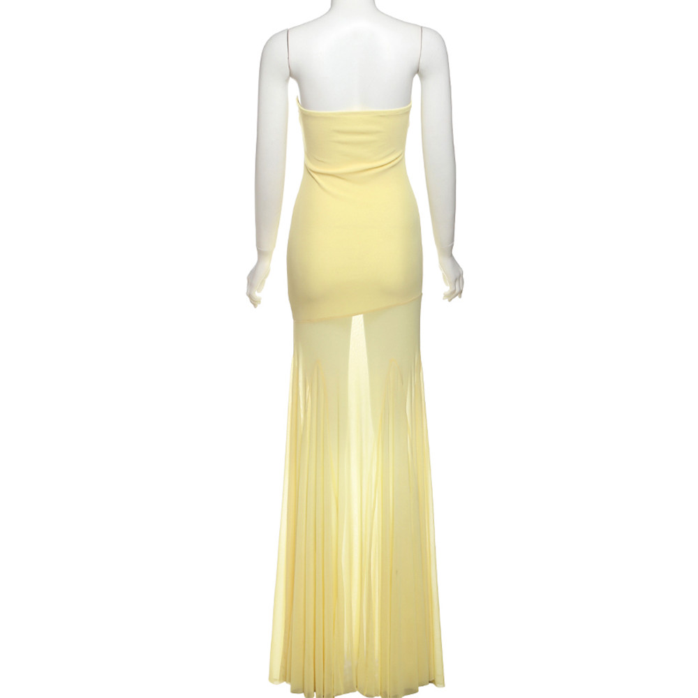 Klalien Chắp Vá Nhìn Xuyên Qua Đầm Nữ Thanh Lịch Chắc Chắn Xếp Ly Không Tay Lưng Ôm Dự Tiệc Vestidos | BigBuy360 - bigbuy360.vn