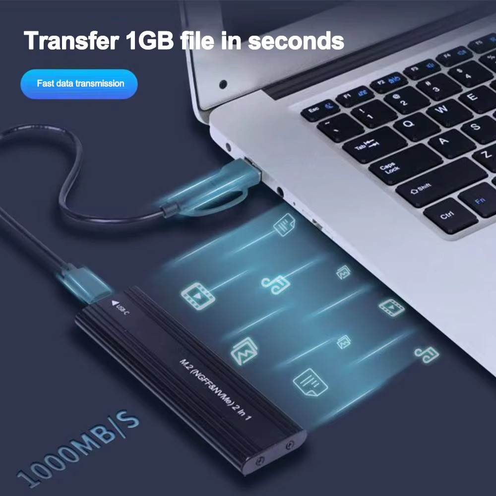 Ốp lưng SSD M2 NVME SATA Giao thức kép M.2 sang USB Type C Bộ chuyển đổi vỏ SSD NVME SATA SSD Disk Box Hỗ trợ phím M và phím B & M | BigBuy360 - bigbuy360.vn
