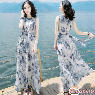 2024 HẤP DẪN!! Đầm không tay mùa hè dành cho nữ Váy đi biển dài Bohemian cho kỳ nghỉ bên bờ biển
