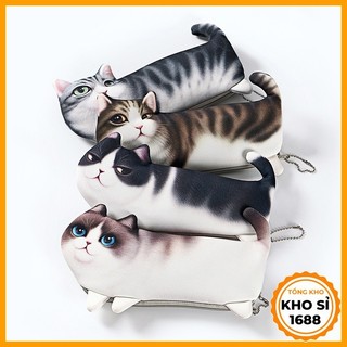 Túi đựng bút hình mèo 3D bằng vải mềm mại, hộp bút học sinh, ví đựng bút hình mèo, túi bút vải E1619