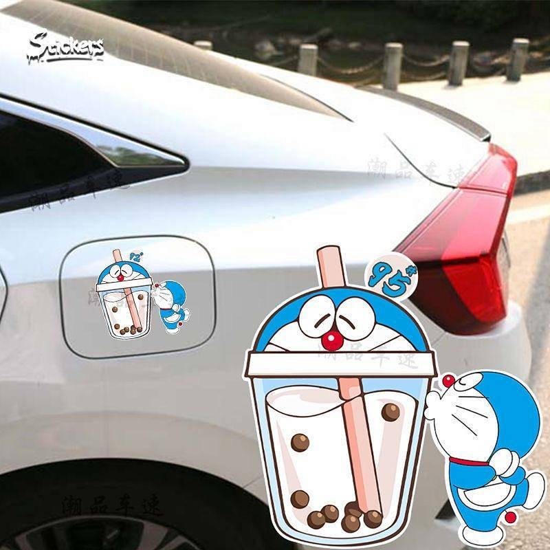 Cute Doraemon Fuel Tank Cap Bumper Stickers Personalized Cartoon Pokonyan Decorative Fuel Tank Bumpe