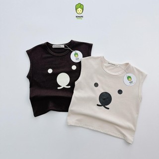 Áo Ba Lỗ Cho Bé Trai, Bé Gái KIMCHIBABY Vải Cotton Mềm Mát In Gấu Dễ Thương, Áo Cộc Tay Hến Cho Bé Mặc Hè KA408