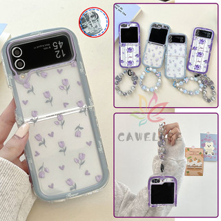 Ốp điện thoại mềm TPU mỏng mùa hè sảng khoái cho Samsung Galaxy Z Flip 6 Z Flip 5 Z Flip 4 / 3 có khóa kết nối vòng tay Vỏ lưng chống sốc