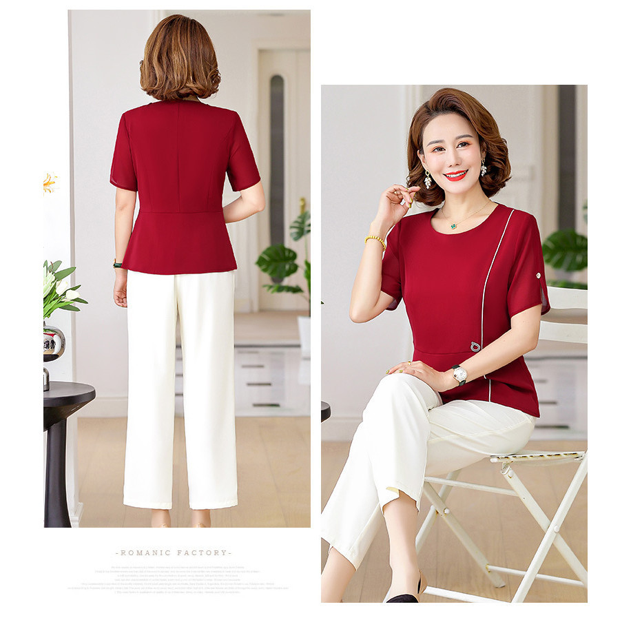 {MUA ÁO TẶNG QUẦN} Áo kiểu trung niên trẻ trung dáng Peplum che bụng phù hợp tuổi U50 U60