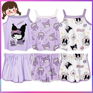 Áo Vest Bé Gái Camisole Bộ Đồ Ngủ Bé Gái Kuromi Cha Mẹ-Con Trẻ Em Mùa Hè Mỏng Không Tay Homewear Phù Hợp Với 83BQ