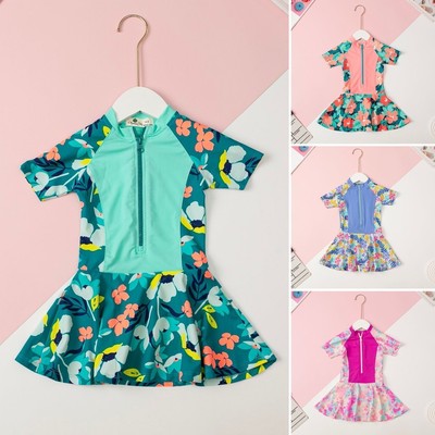 Bộ bơi gắn liền thân LITIBABY ngắn tay chân váy liền cho bé 10kg - 35kg