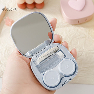 Guouqna Hộp Kính Áp tròng Macaron Màu Vuông Tình Yêu Di Động Gương Đồng Hành Hộp Du Lịch Dễ Dàng Mang Theo Hộp Đựng BASL