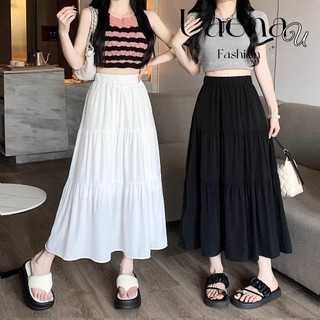 Váy Maxi UAENAU, Váy dài chữ A xếp li, Váy Boho eo thun xếp tầng thời trang mùa hè