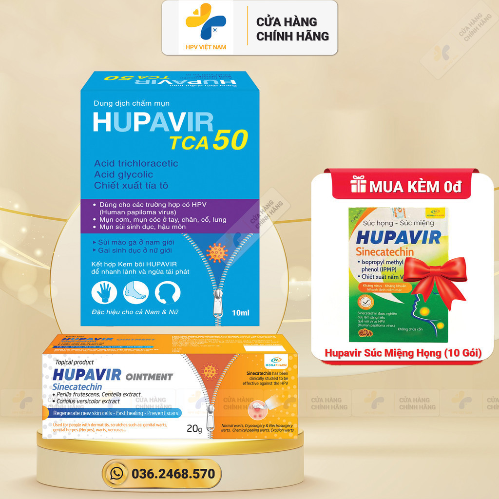 Combo Chấm Bôi HUPAVIR hỗ trợ tốt cho người Sùi Mào Gà, HPV