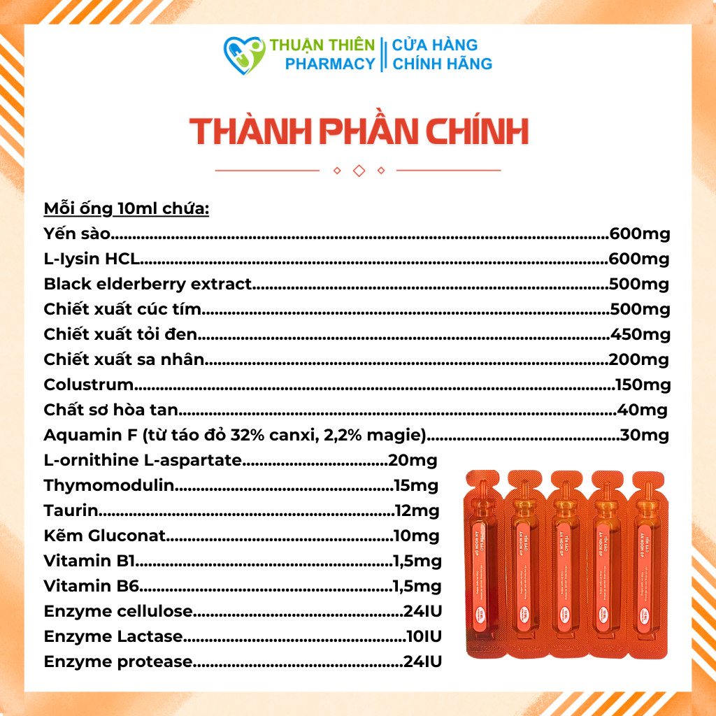 Siro Ăn Ngon Cho Bé, Kích Thích Thèm Ăn, Tăng Hấp Thu Và Nâng Cao Sức Đề Kháng Yến Sào Ăn Ngon Gia Phát Pharma 20 Ống