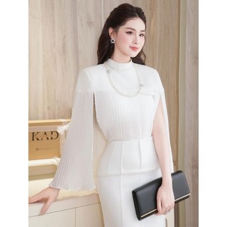 Set váy tổng tài nữ may i103 màu trắng – set váy dài tiểu thư sang chảnh chuẩn may