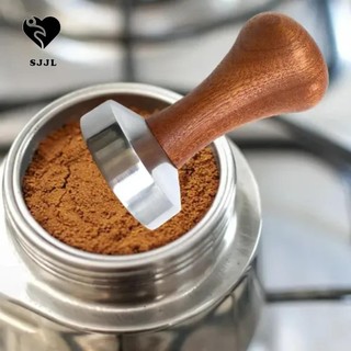 Máy pha cà phê Espresso bằng gỗ nguyên khối, Máy ép bột cà phê nhôm có tay cầm bằng gỗ màu đen, Hướng dẫn sử dụng đế phẳng 51mm / 53mm / 58mm Dụng cụ cân bằng phân phối cà phê Barista