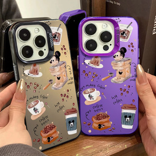 Ốp Điện Thoại Hoạt Hình Mickey Coffee Vui Nhộn Tương Thích Cho IPhone 15 14 13 12 11 Plus Xr X Xs Max 13Pro 14Pro 15Pro 7 / 8 Plus Se2020 Ốp Điện Thoại Chống Rơi Tinh Tế Đẹp Và Thanh Lịch